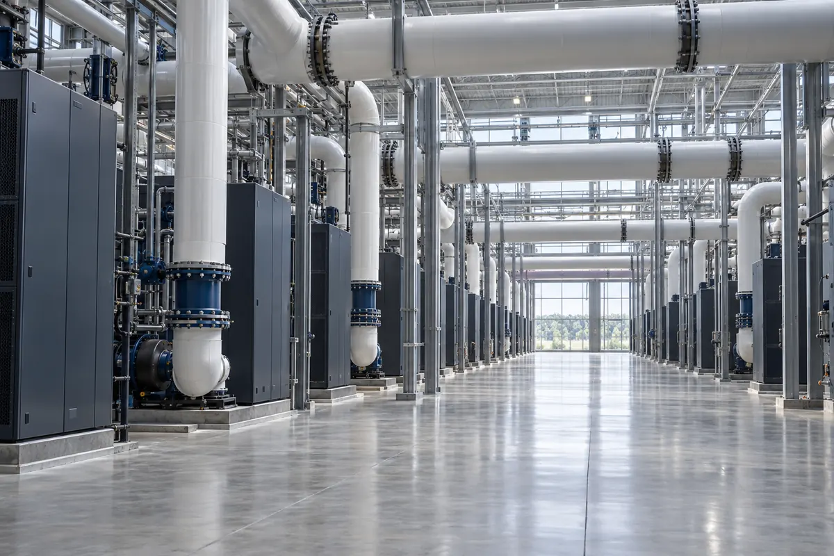 Data centre cooling distribution and mechanical infrastructure.